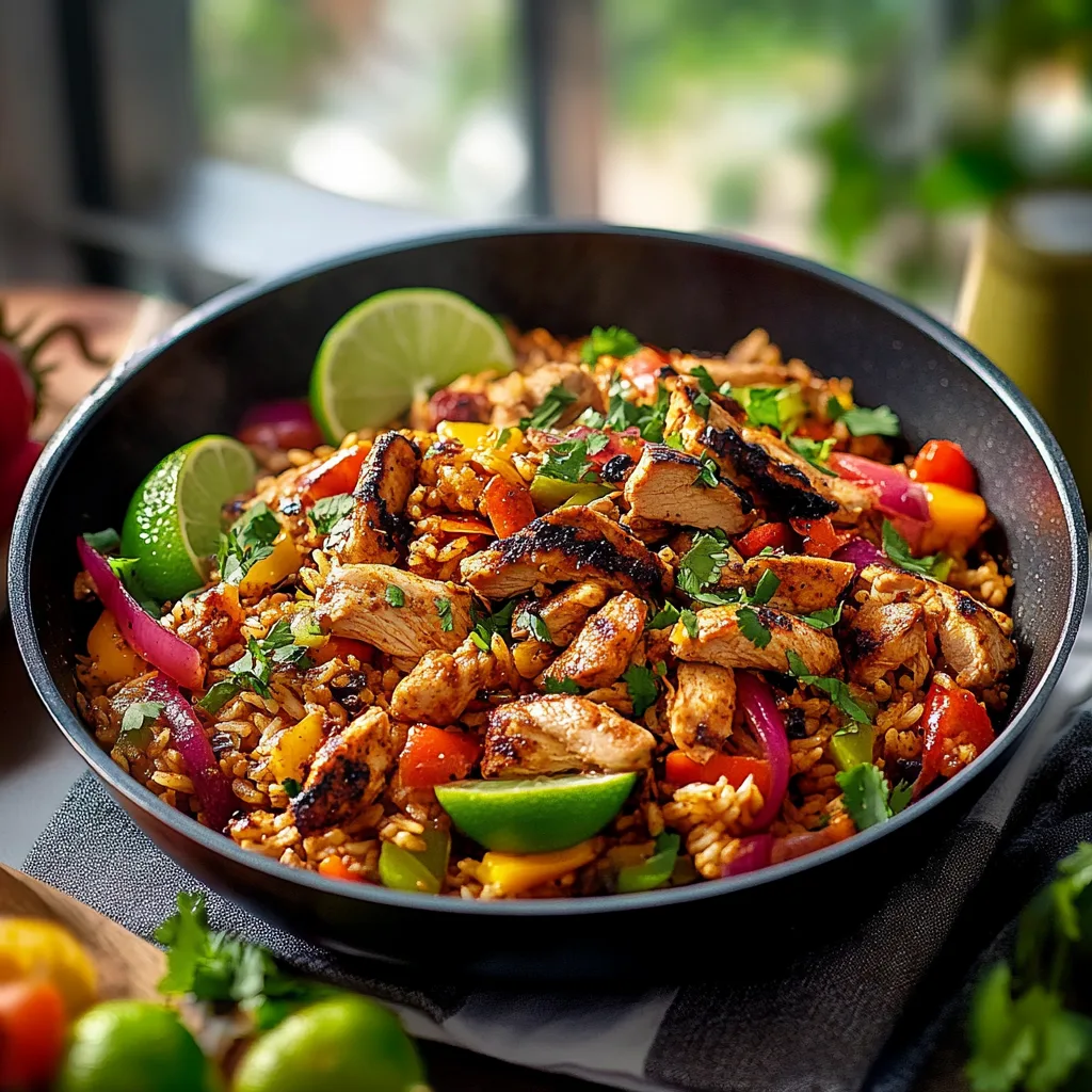 Chicken Fajita Rice Bowl preparation