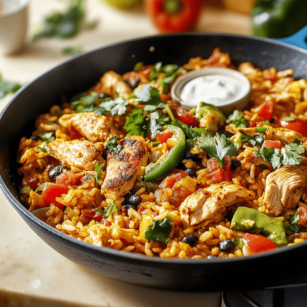Chicken and Rice Taco Skillet preparation