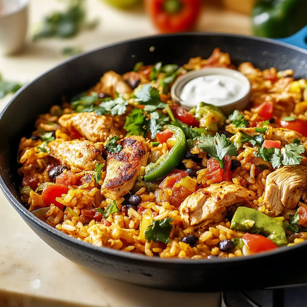 Chicken and Rice Taco Skillet preparation