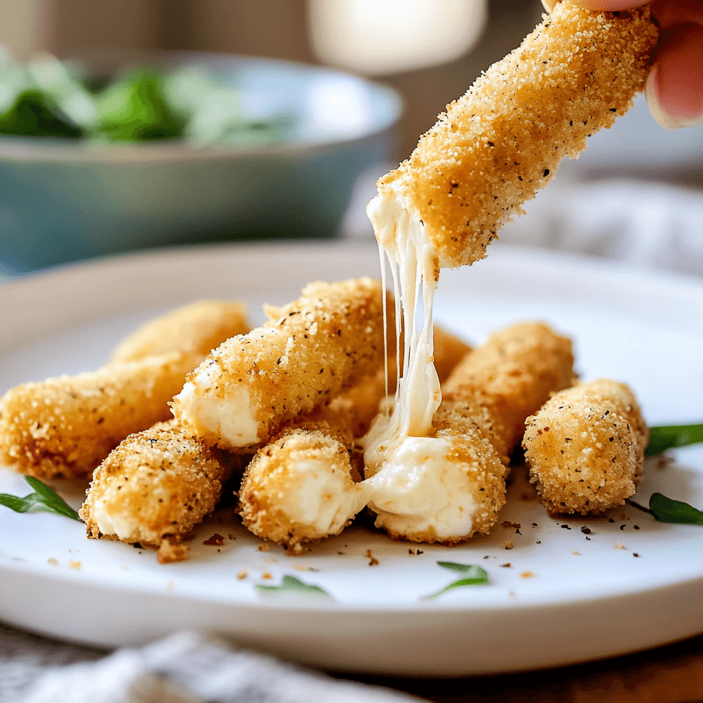 Easy Air Fryer Mozzarella Sticks Recipe preparation