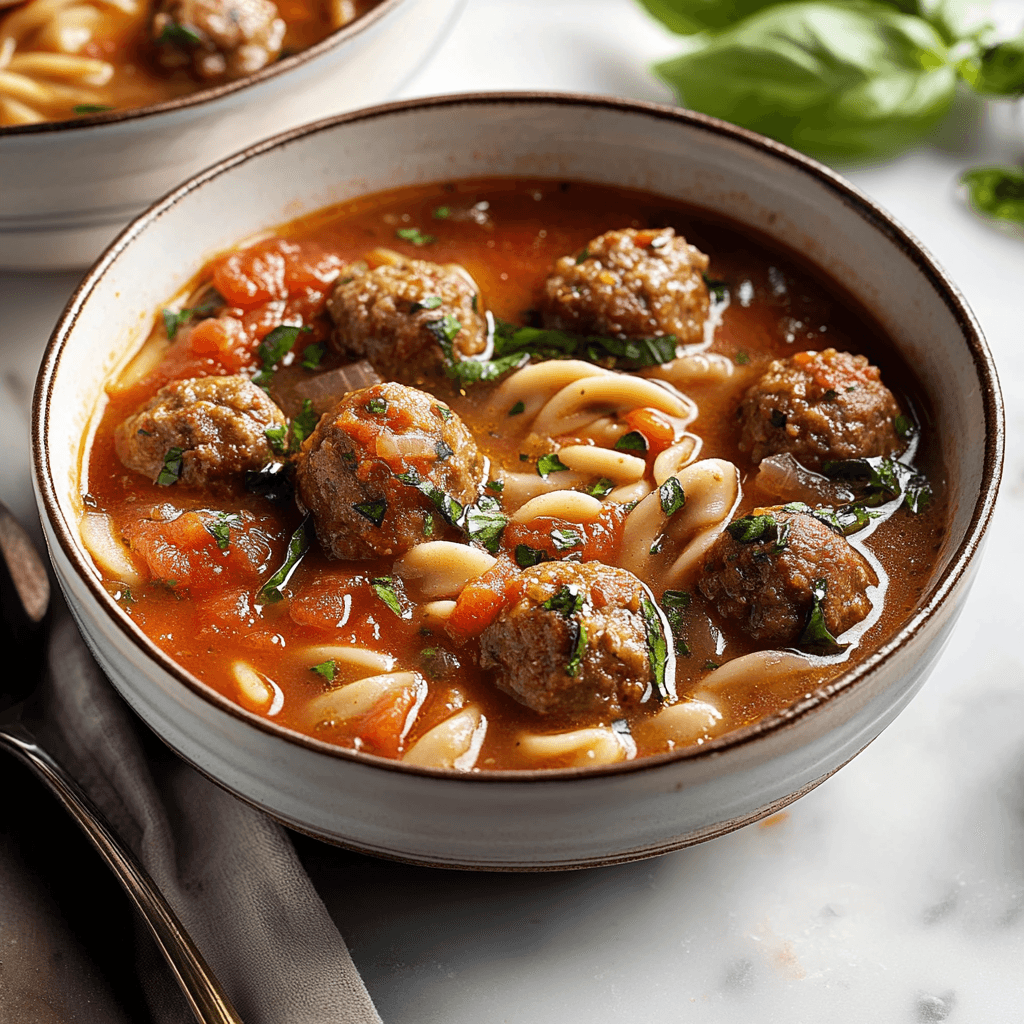 Italian Meatball Soup BowlRecipe preparation
