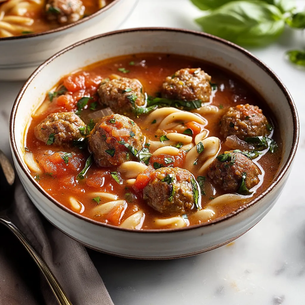 Italian Meatball Soup BowlRecipe preparation