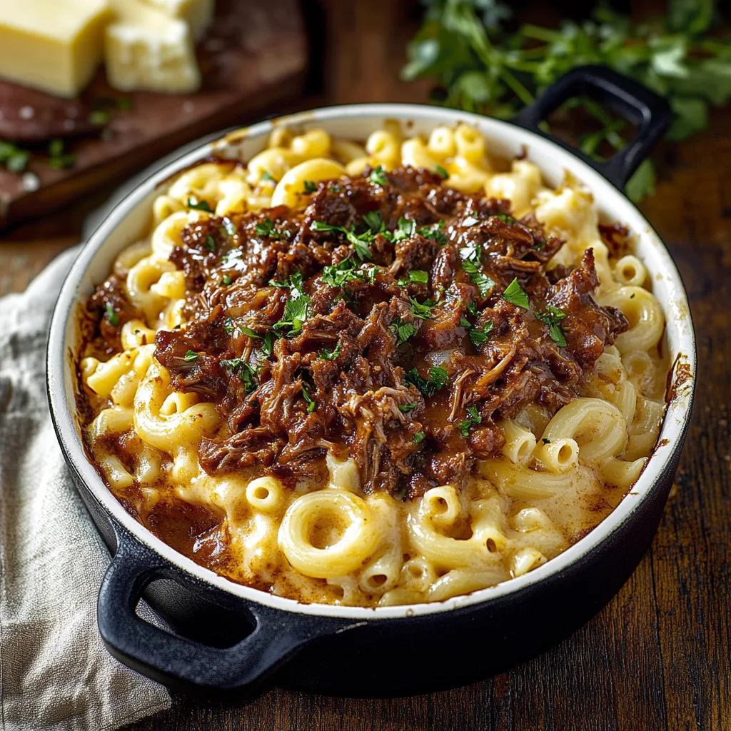 Shredded Beef Macaroni and Cheese Dish preparation