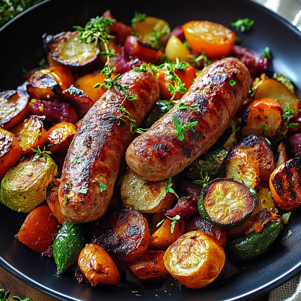 Sausage Dinner with Roasted Veggies preparation