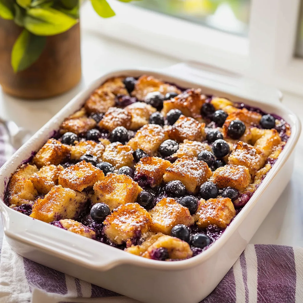 Blueberry French Toast Casserole preparation
