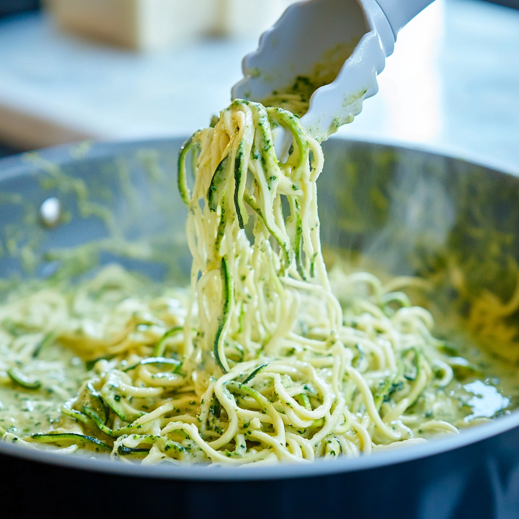 Delicious LowCarb Zucchini Noodles with Pesto Recipe