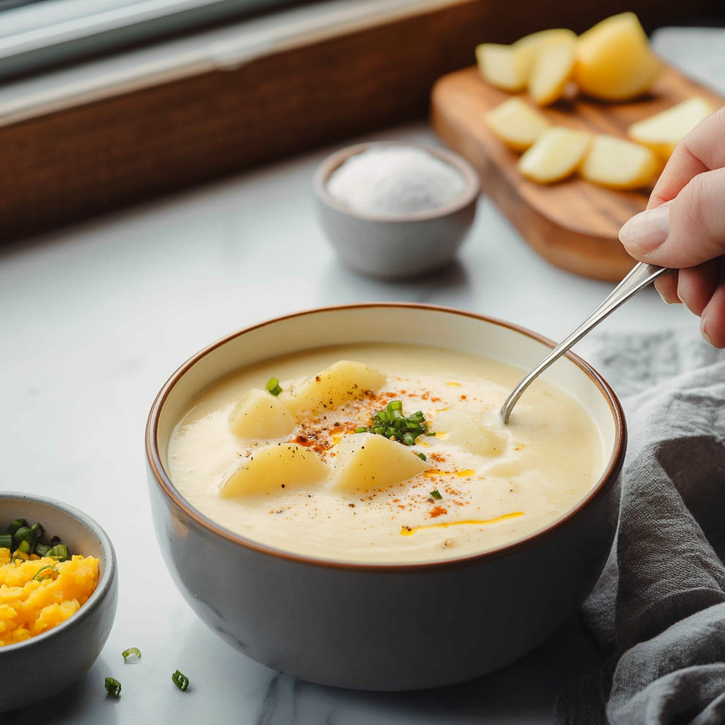Cream of Potato Soup Bowl Cream of Potato Soup Bowl Recipe preparation