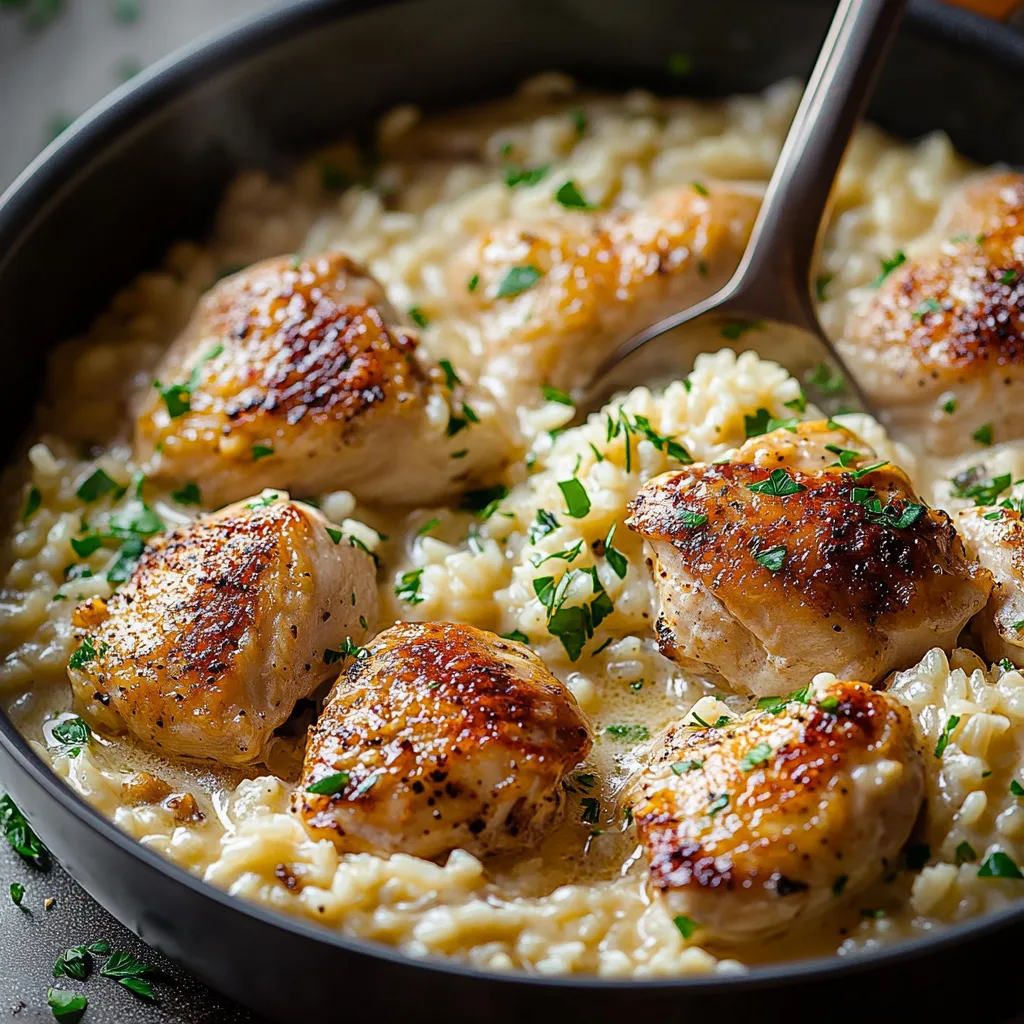 One-Pan Creamy Parmesan Chicken & Rice Recipe preparation