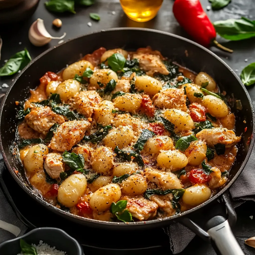 Garlic Chicken Gnocchi Skillet Recipe preparation