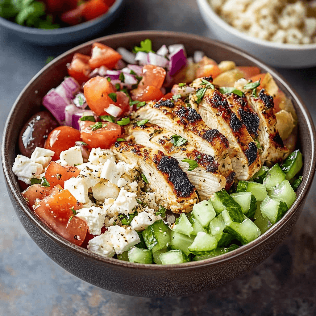Greek Chicken Bowl preparation