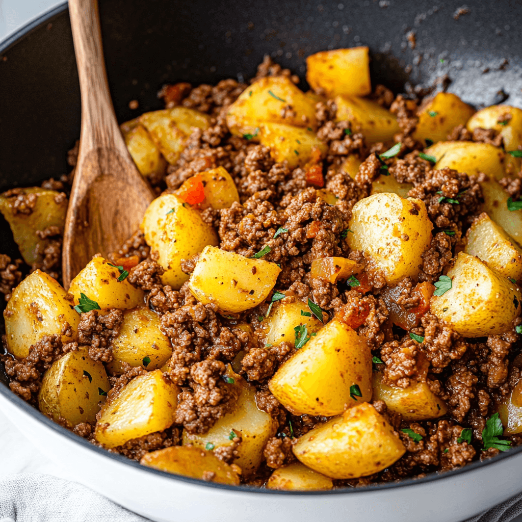 Ground Beef and Potatoes Dish preparation