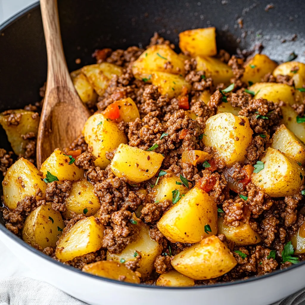 Ground Beef and Potatoes Dish preparation
