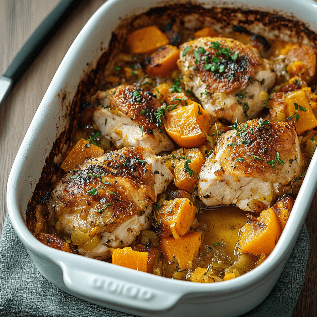 Chicken, Leek and Butternut Squash Bake preparation