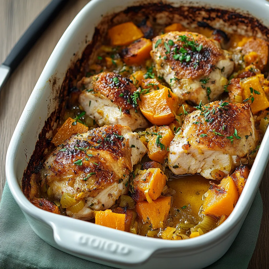 Chicken, Leek and Butternut Squash Bake preparation