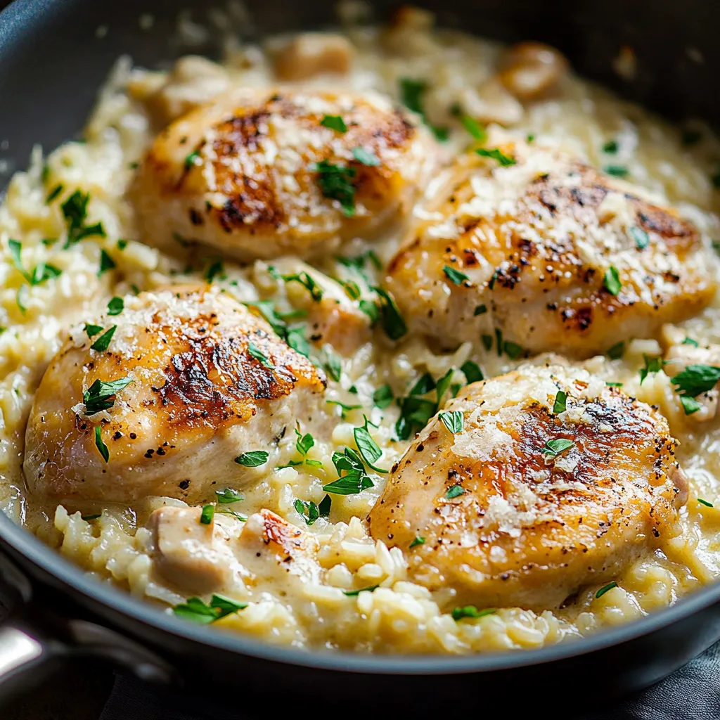 One-Pan Creamy Parmesan Chicken & Rice Recipe preparation