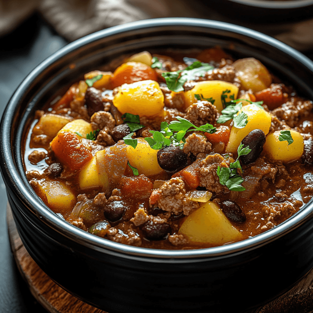 Slow Cooker Cowboy Casserole preparation