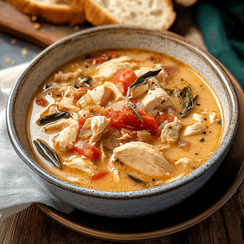 Marry Me Chicken Soup in a Bowl preparation
