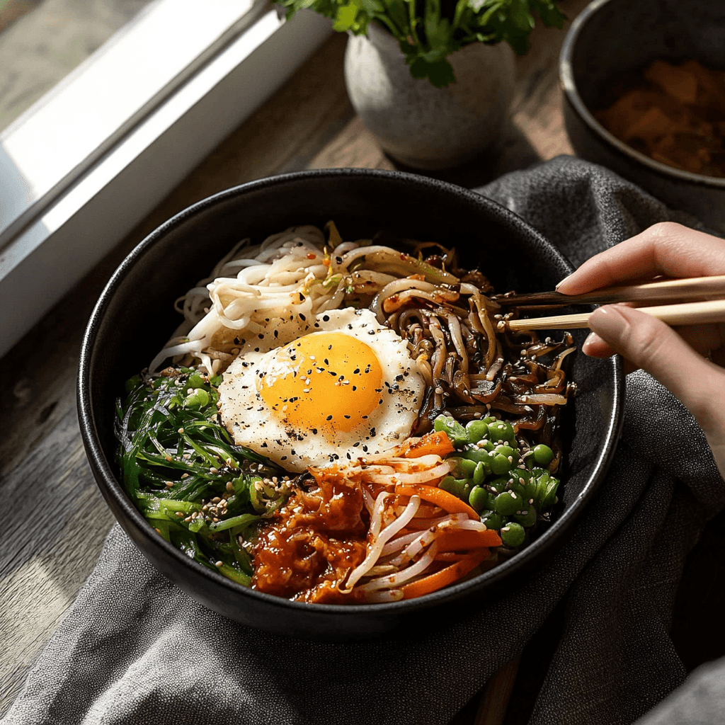 Bibimbap Recipe - Korean Comfort Food preparation