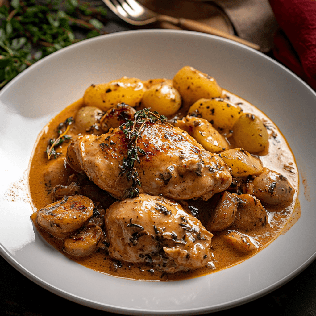 Creamy Tuscan Chicken Dish preparation
