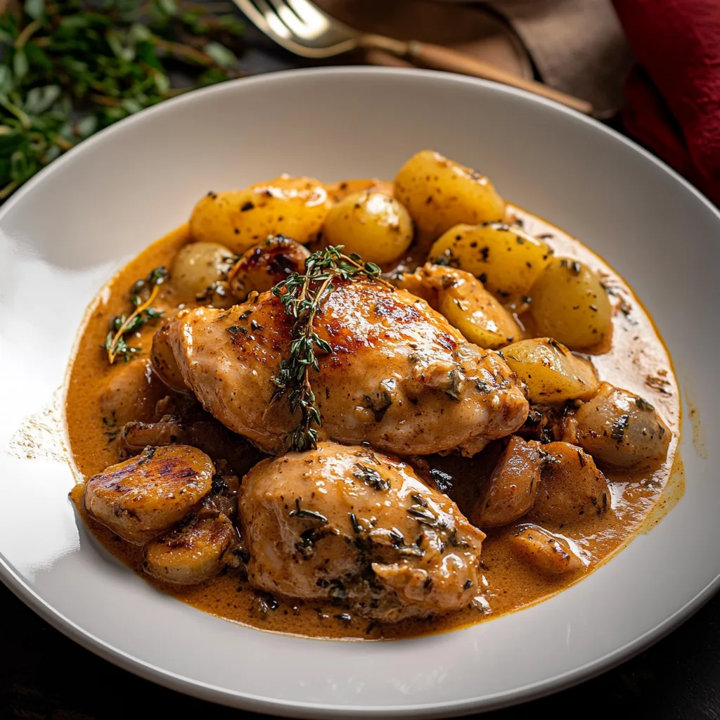Creamy Tuscan Chicken Dish preparation