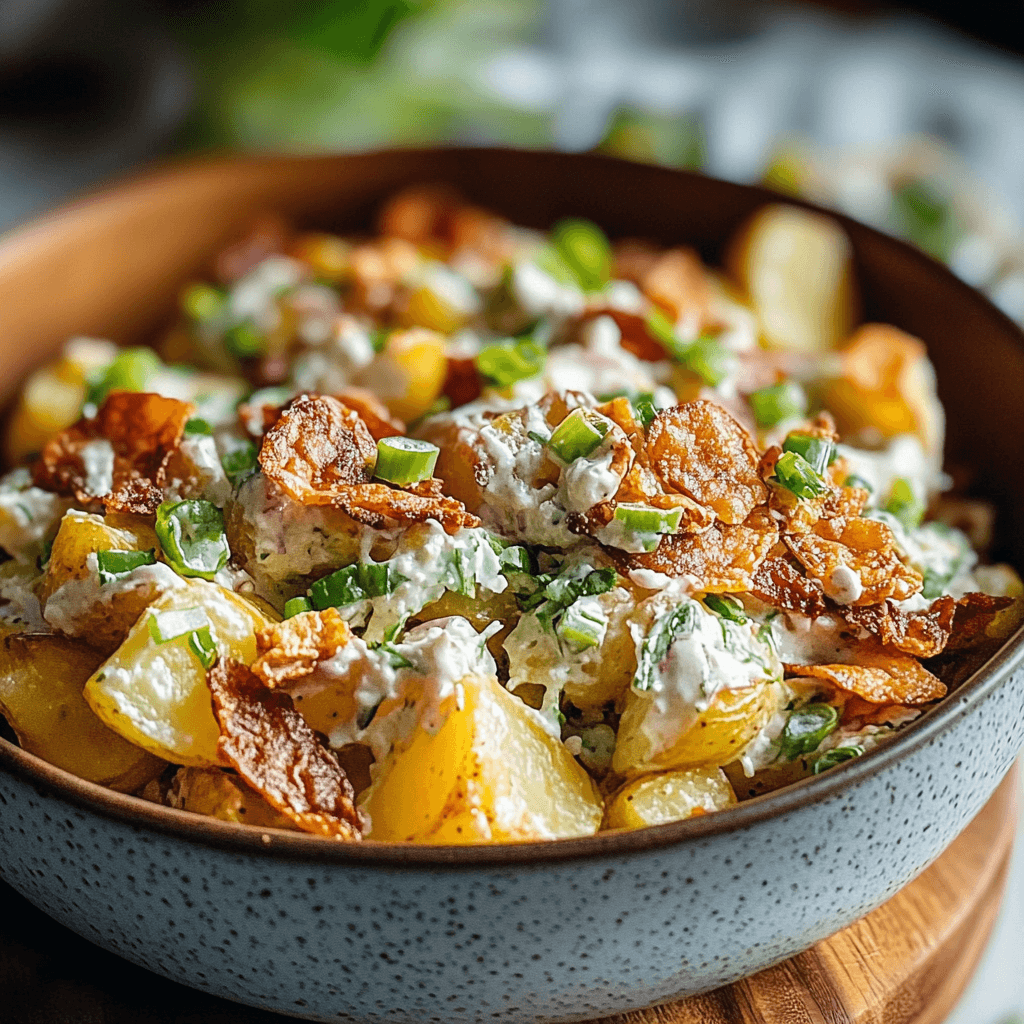 Crispy Smashed Potato Salad preparation