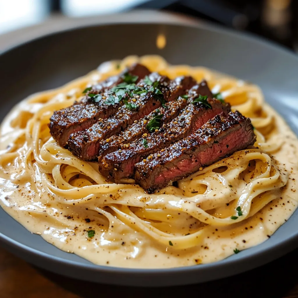 Spicy Cajun Steak with Alfredo Pasta and storing