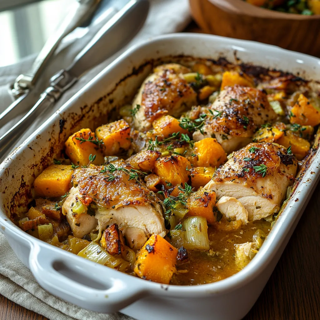 Chicken, Leek and Butternut Squash Bake and storing