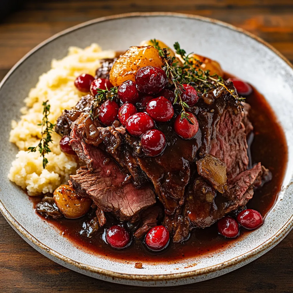 Cranberry Balsamic Roast Beef Plated and tricks