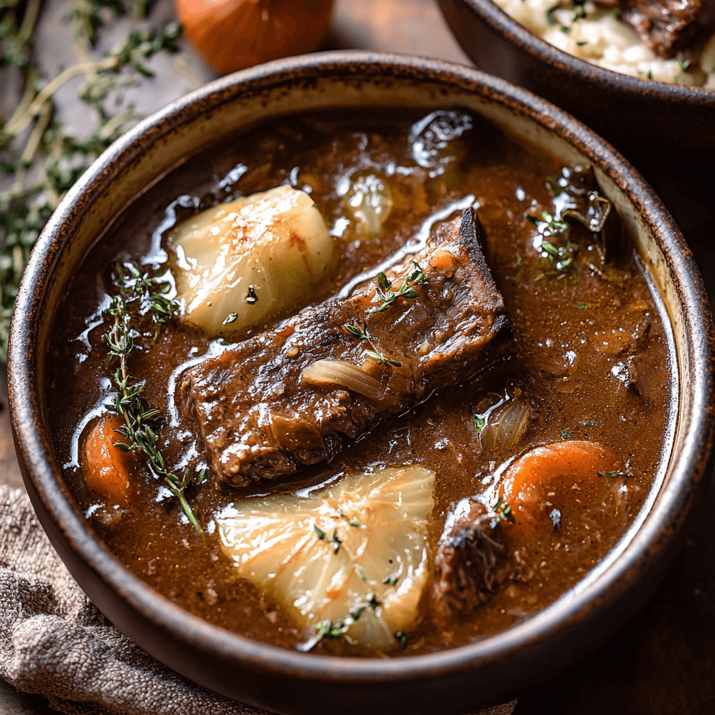 French Onion Beef Short Rib Soup and storing