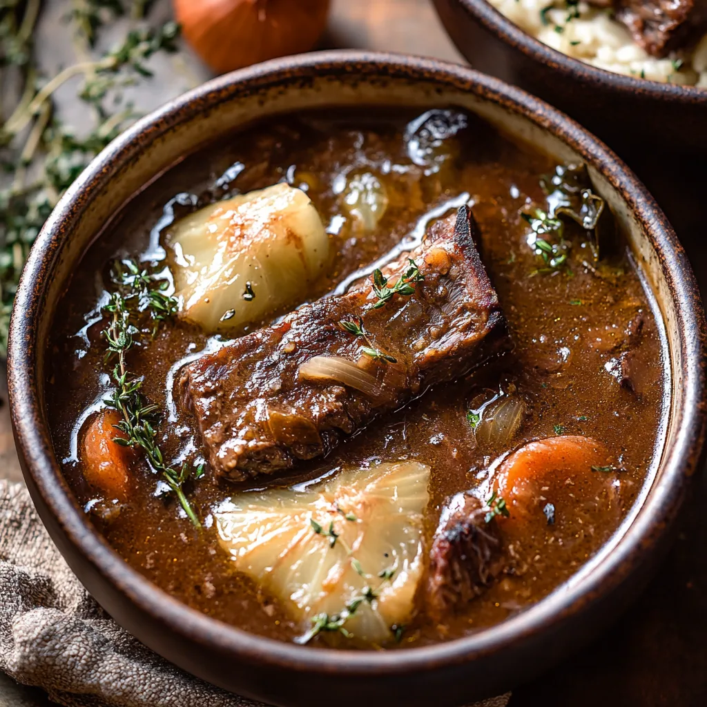 French Onion Beef Short Rib Soup and storing