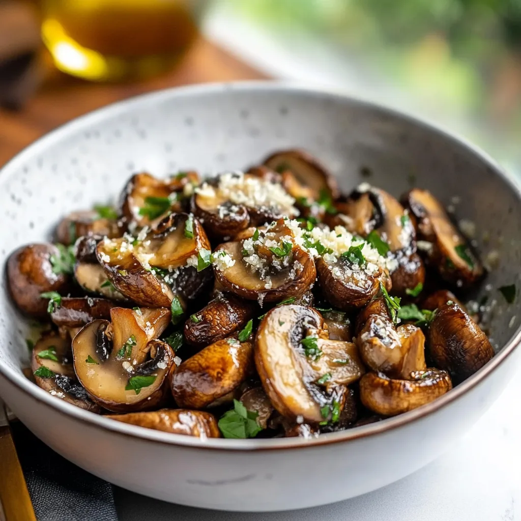 Crockpot Garlic Parmesan Mushrooms and storing