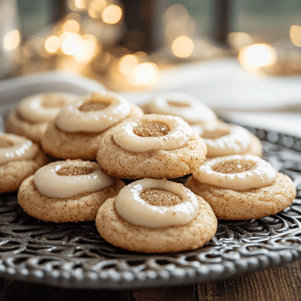 Eggnog Snickerdoodle Thumbprint Cookies Serving and storing