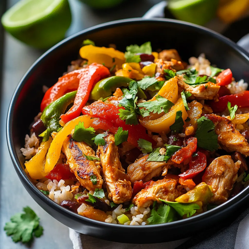 Chicken Fajita Rice Bowl and storing