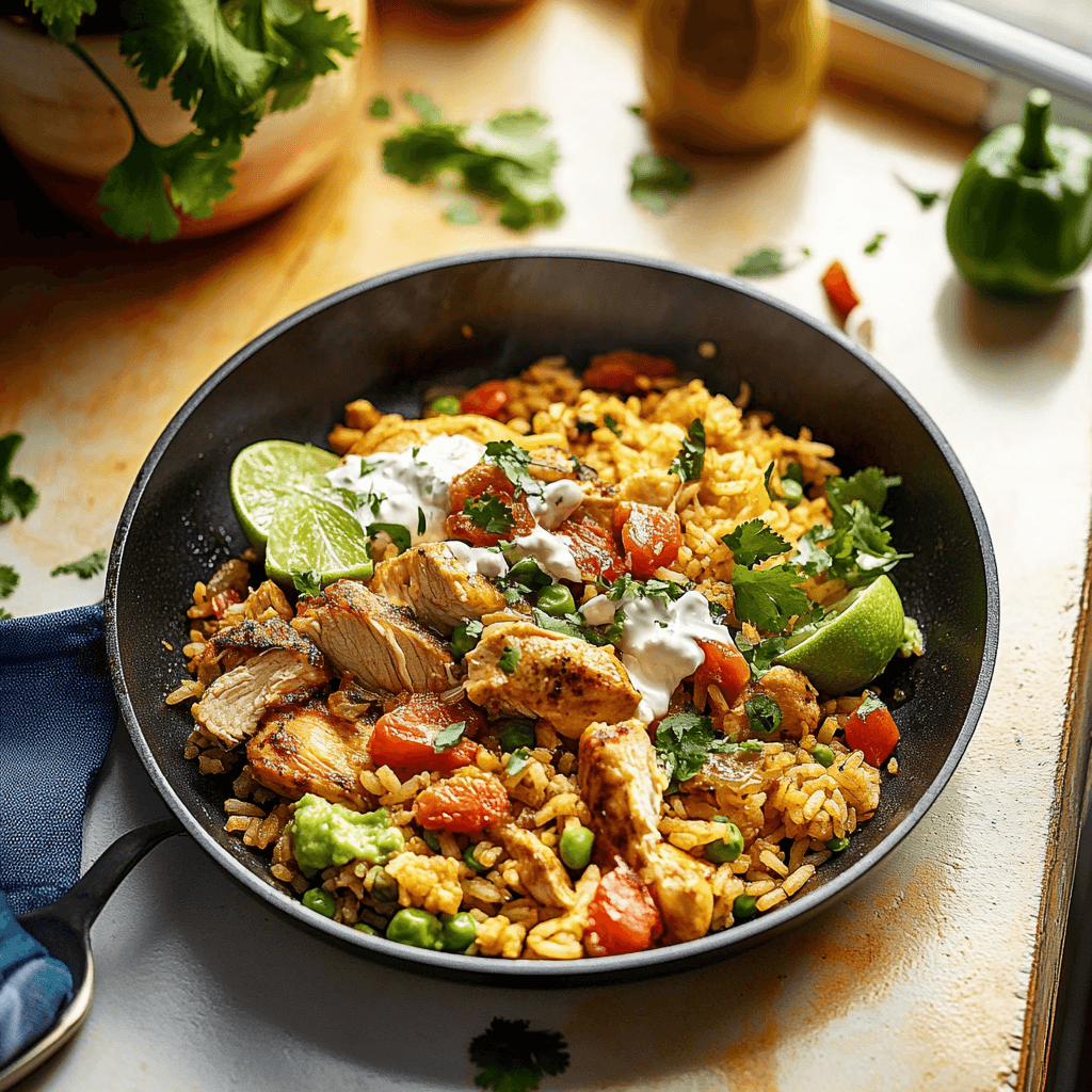 Chicken and Rice Taco Skillet and storing