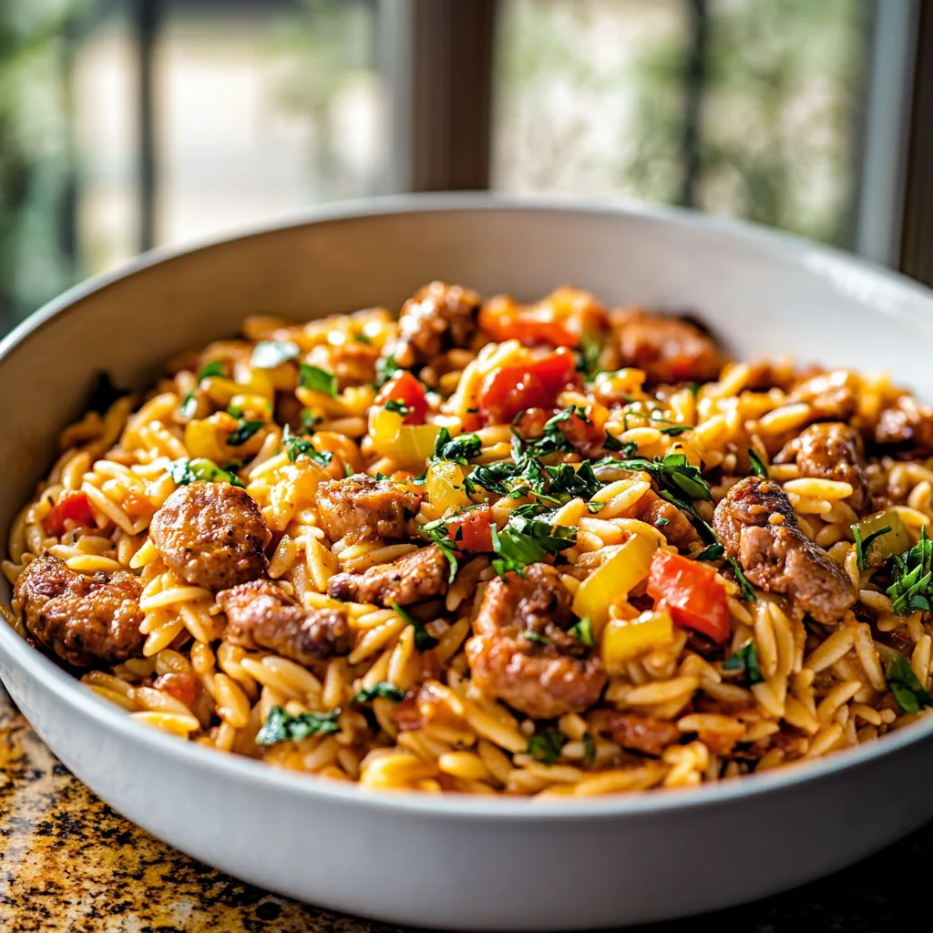 Cajun Dirty Orzo Dish and storing