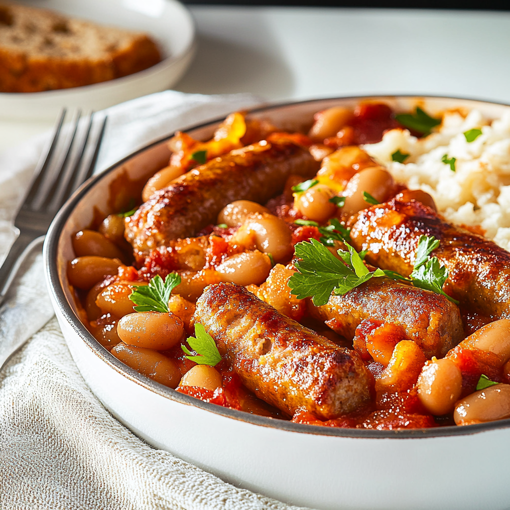 Sausage & Baked Bean Casserole Dish and storing
