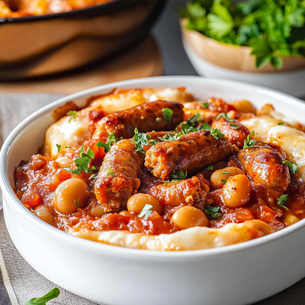 Sausage & Baked Bean Casserole Dish and tricks