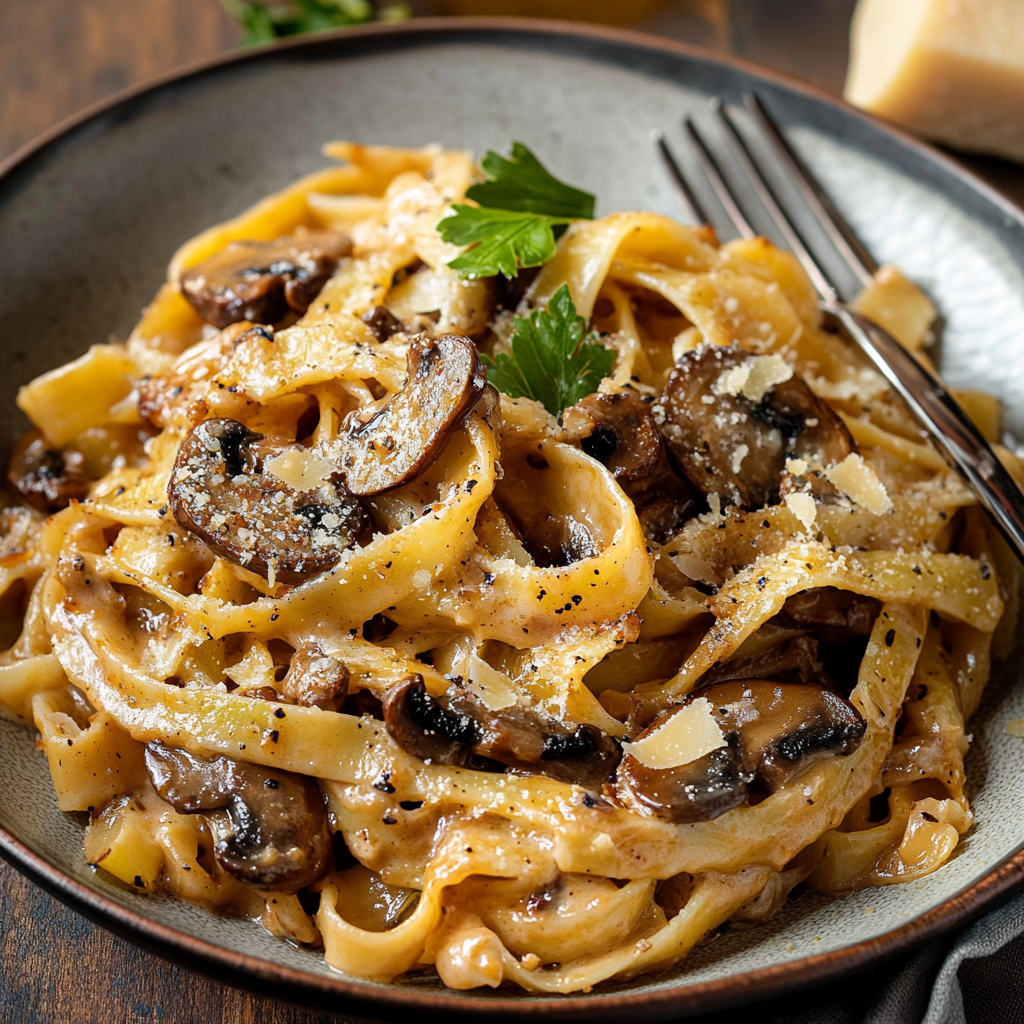 Caramelized Leek and Mushroom Gruyere Pasta and storing