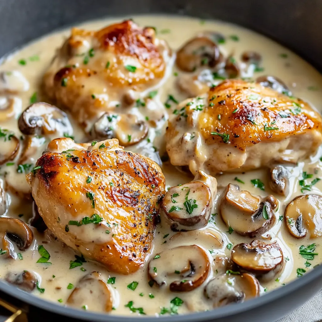 Creamy Mushroom Garlic Sauce Chicken Thighs Serving and storing