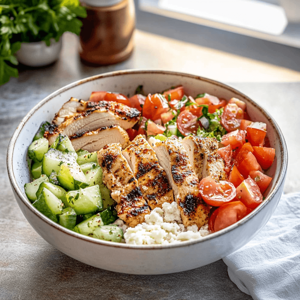 Greek Chicken Bowl and storing