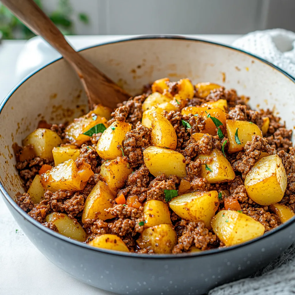 Ground Beef and Potatoes Dish and storing