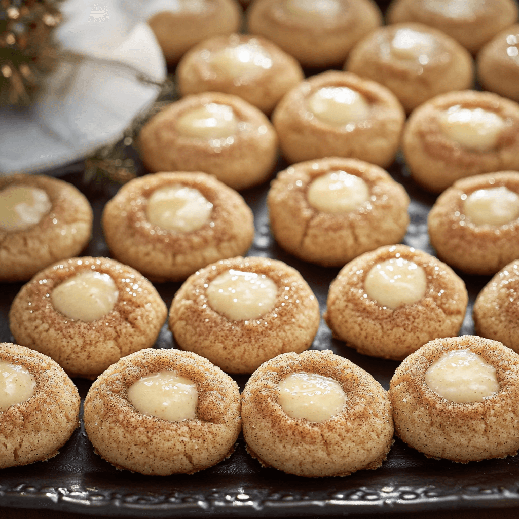 Eggnog Snickerdoodle Thumbprint Cookies