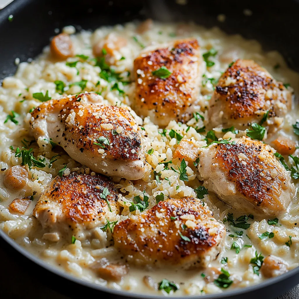 One-Pan Creamy Parmesan Chicken & Rice
