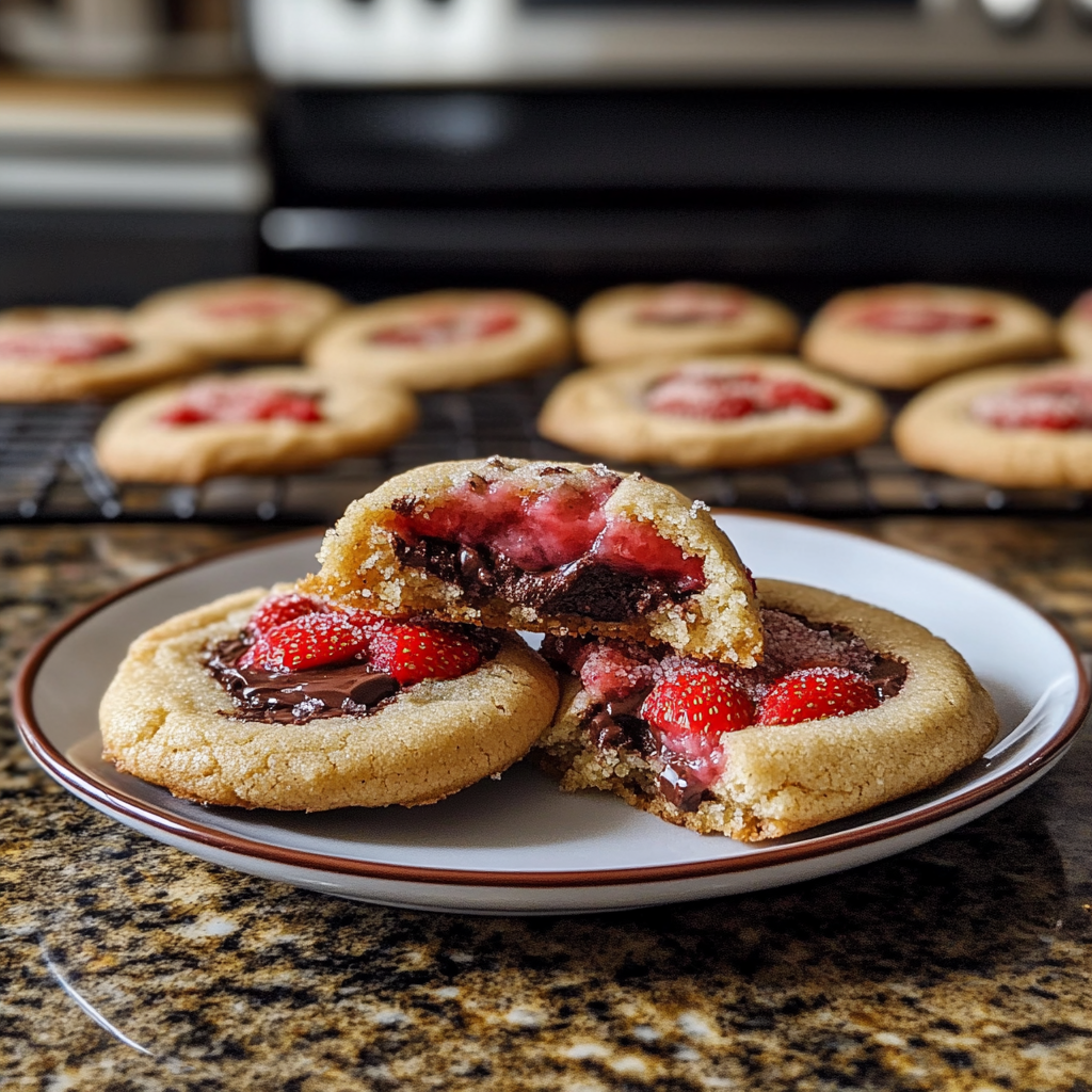 Chocolate-Stuffed Strawberry Sugar Cookies