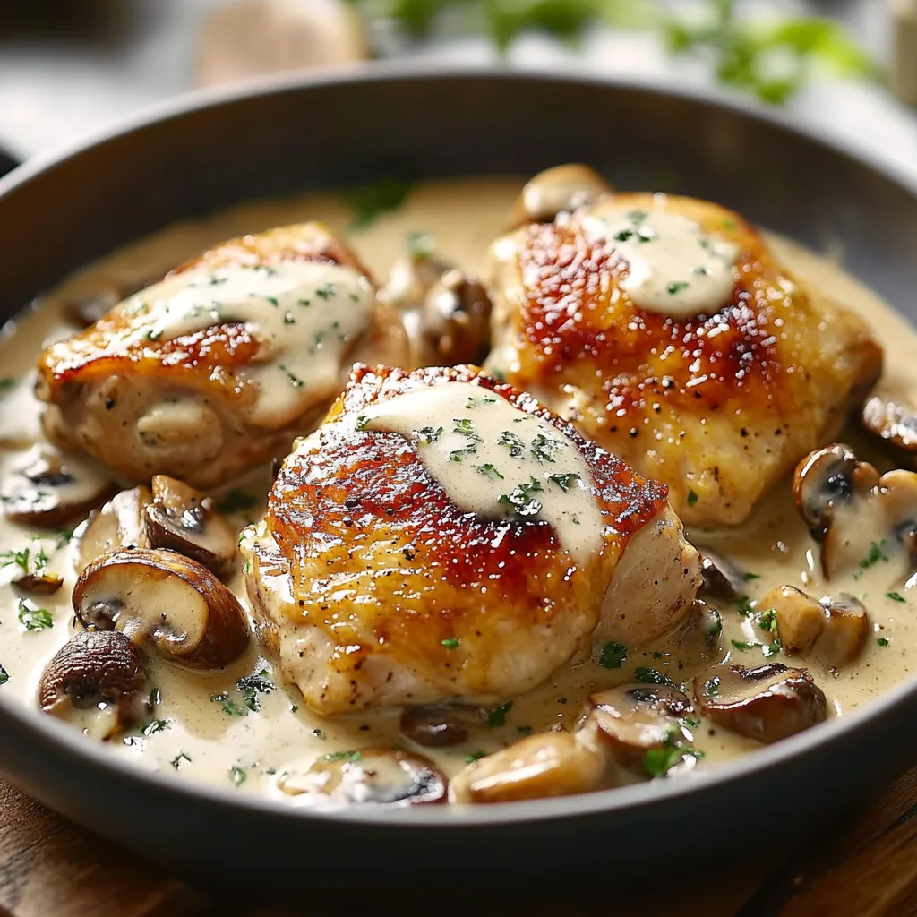 Creamy Mushroom Garlic Sauce Chicken Thighs