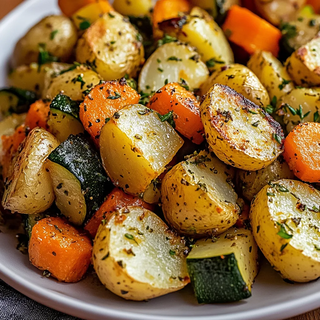 Garlic Herb Roasted Potatoes Carrots and Zucchini
