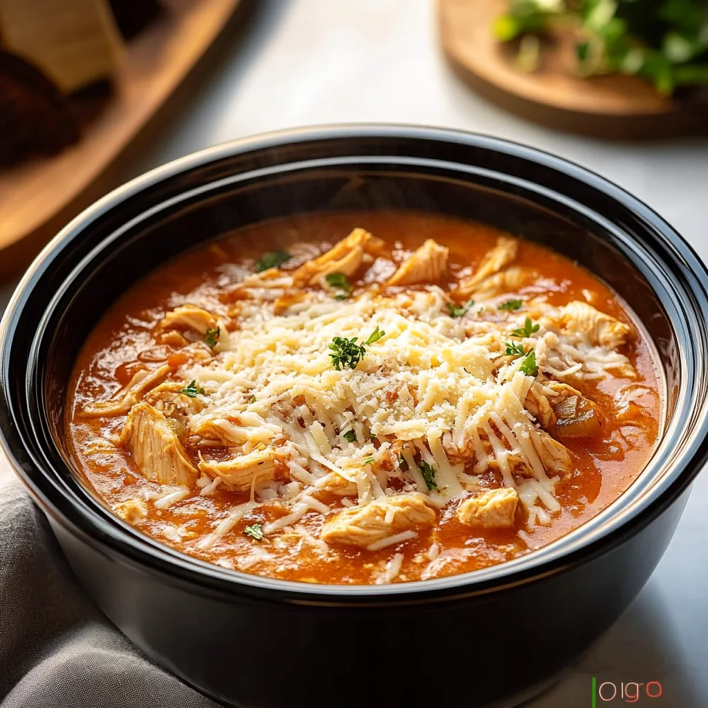 Chicken Parmesan Soup in a Crockpot