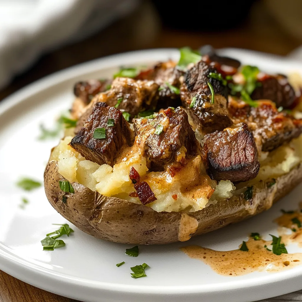 Loaded Baked Potato with Steak Bites