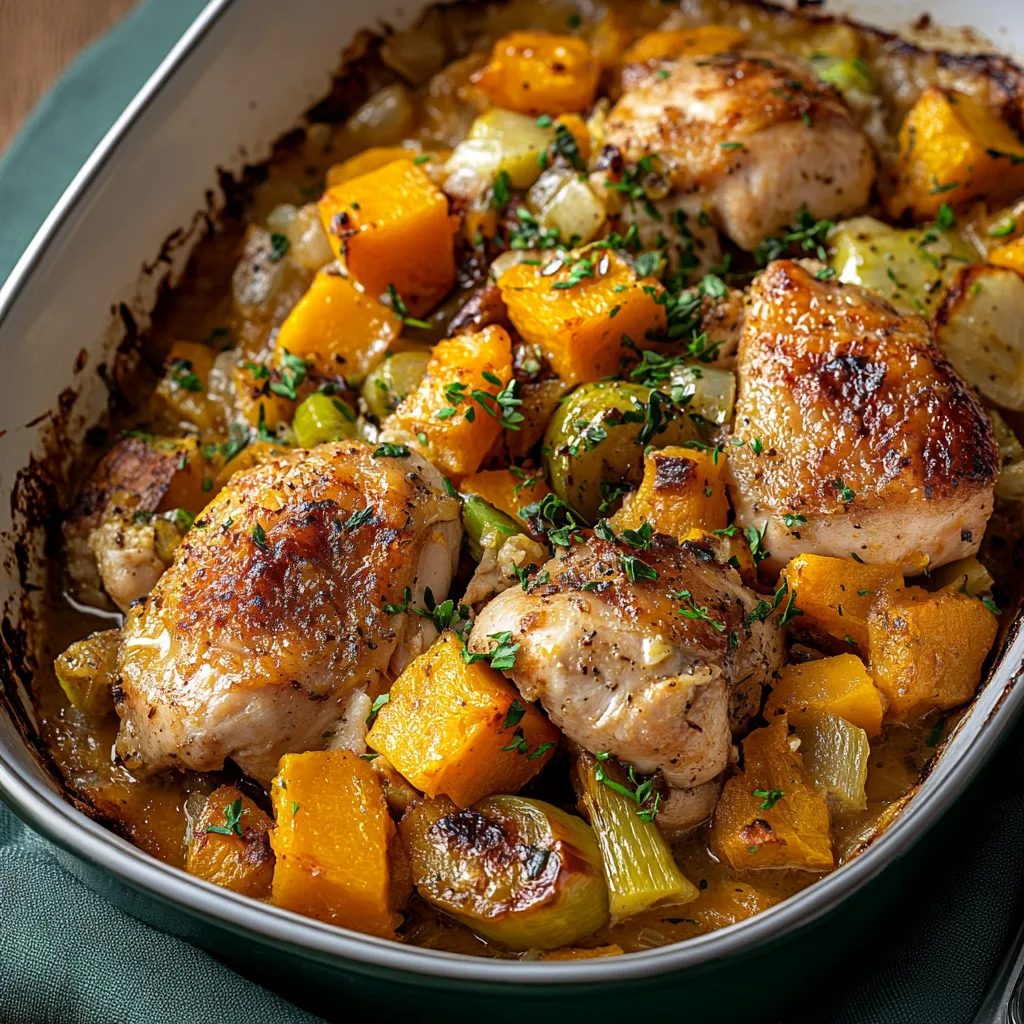 Chicken Leek Butternut Squash Bake