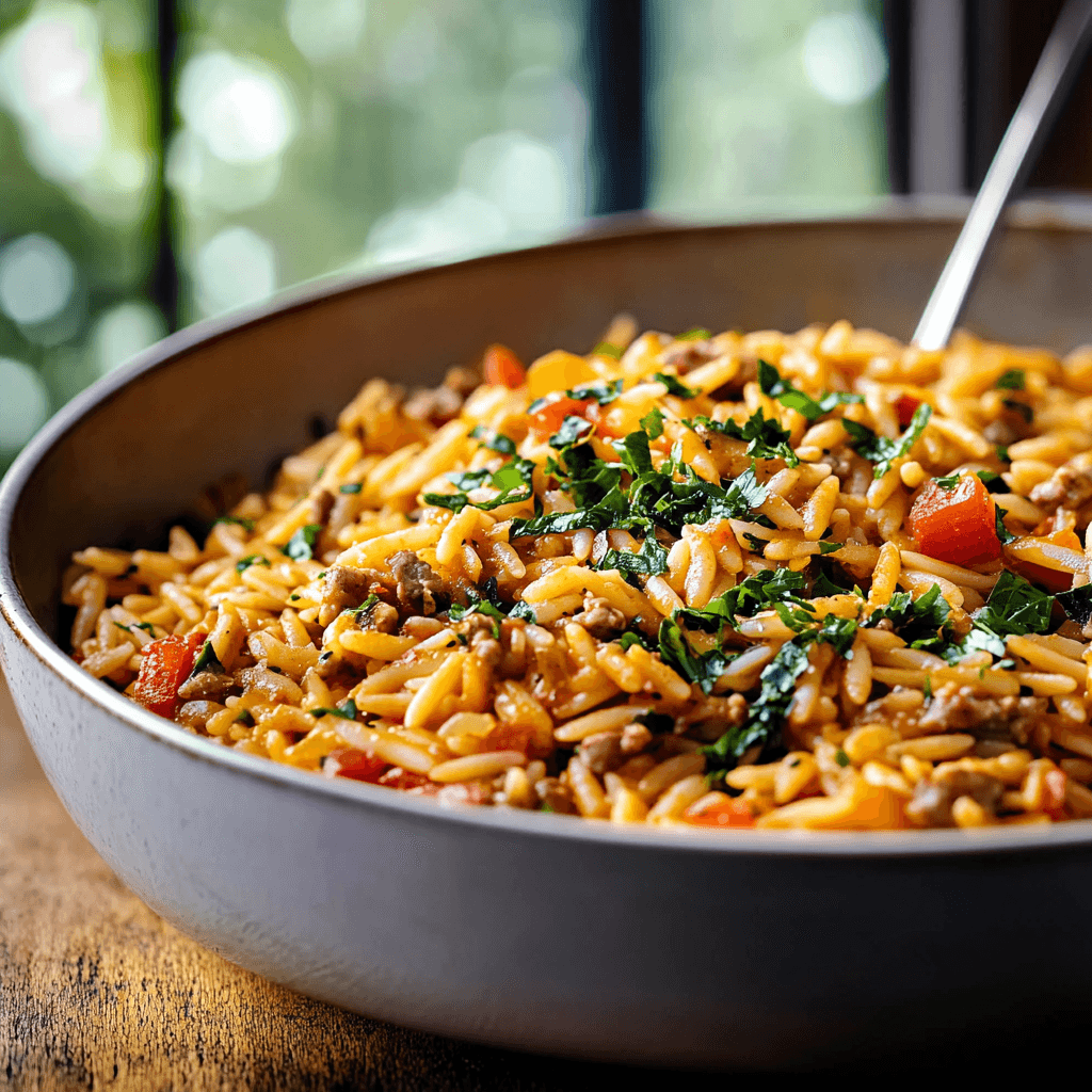 Cajun Dirty Orzo Dish